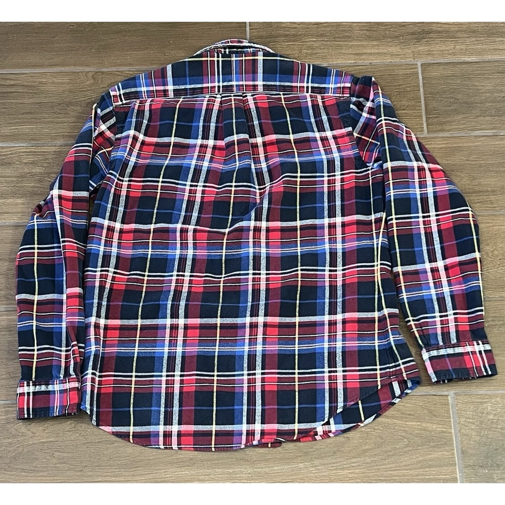 Polo Ralph Lauren Mens Medium Red Blue Plaid Long Sleeve Flannel Button Up Shirt - Picture 6 of 6